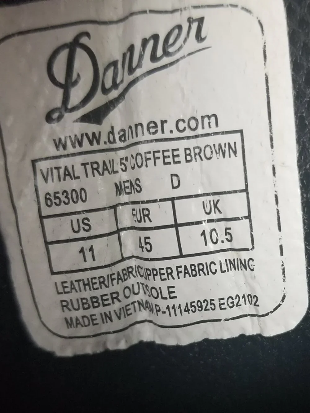 Danner Men's Vital Trail Water Resistant Hiking Brown Boots Sz 11